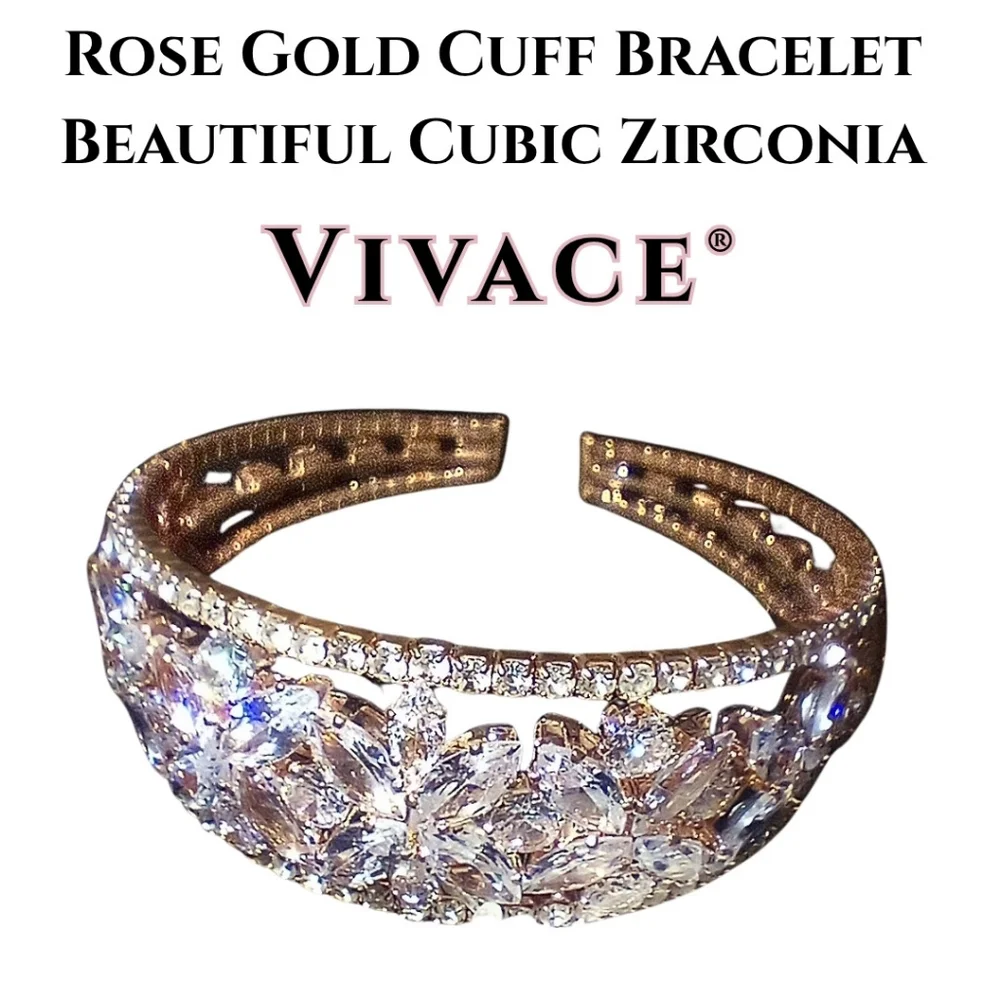 Vivacouture Vivace Rose Gold Vibrant Zirconia Bracelet Flower Sleek Design - Picture 4 of 4